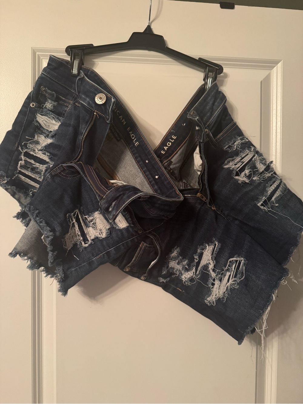 2 Pack American Eagle Distressed Dark Wash Denim Shorts - Navy Blue
